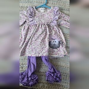 Marie Nicole Purple Spider Floral Kids Dress with Leggings